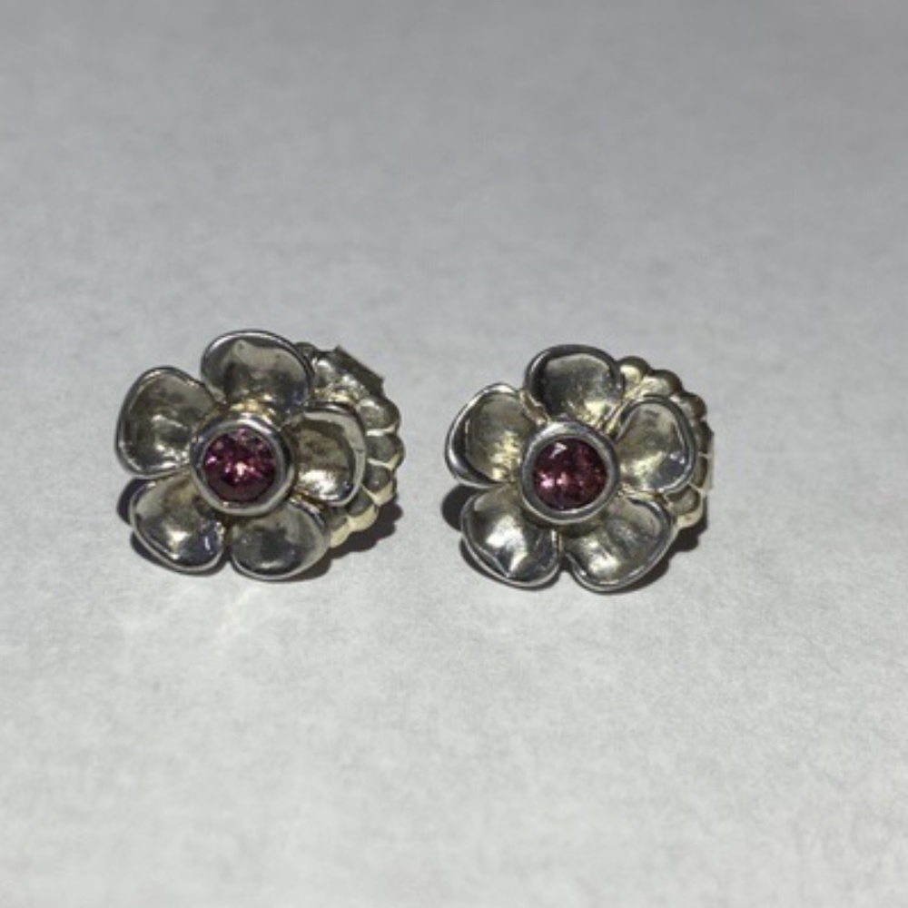 Katura Design Tourmaline Sterling Flower Earrings